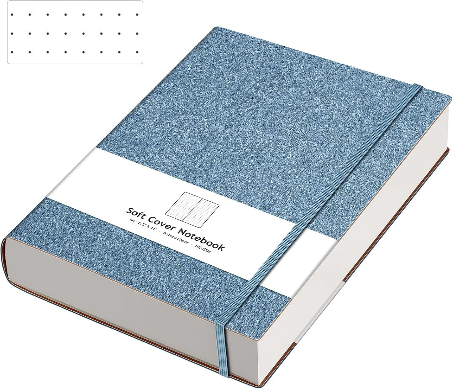 AHGXG Graph Paper Notebook - Grid Paper Notebook Large A4 8.5''×11'', 320 Pages Thick Journal, 100gsm Thick Graph Paper, Leather Softcover, Inner Pocket - Black