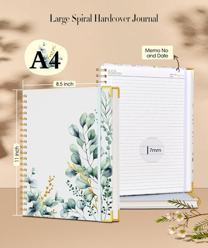 Cute Spiral Notebook Journal for Women, 200 Pages Lined Notebooks 8.5” x 11”, A4 Large Hardcover Spiral Journals with 100 GSM Thick Paper, College Ruled Notebook for Writing Work School, Orange Floral