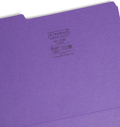 Smead Interior File Folder, 1/3-Cut Tab, Letter Size, Aqua, 100 per Box, Expandable File Folders for Filing Cabinet