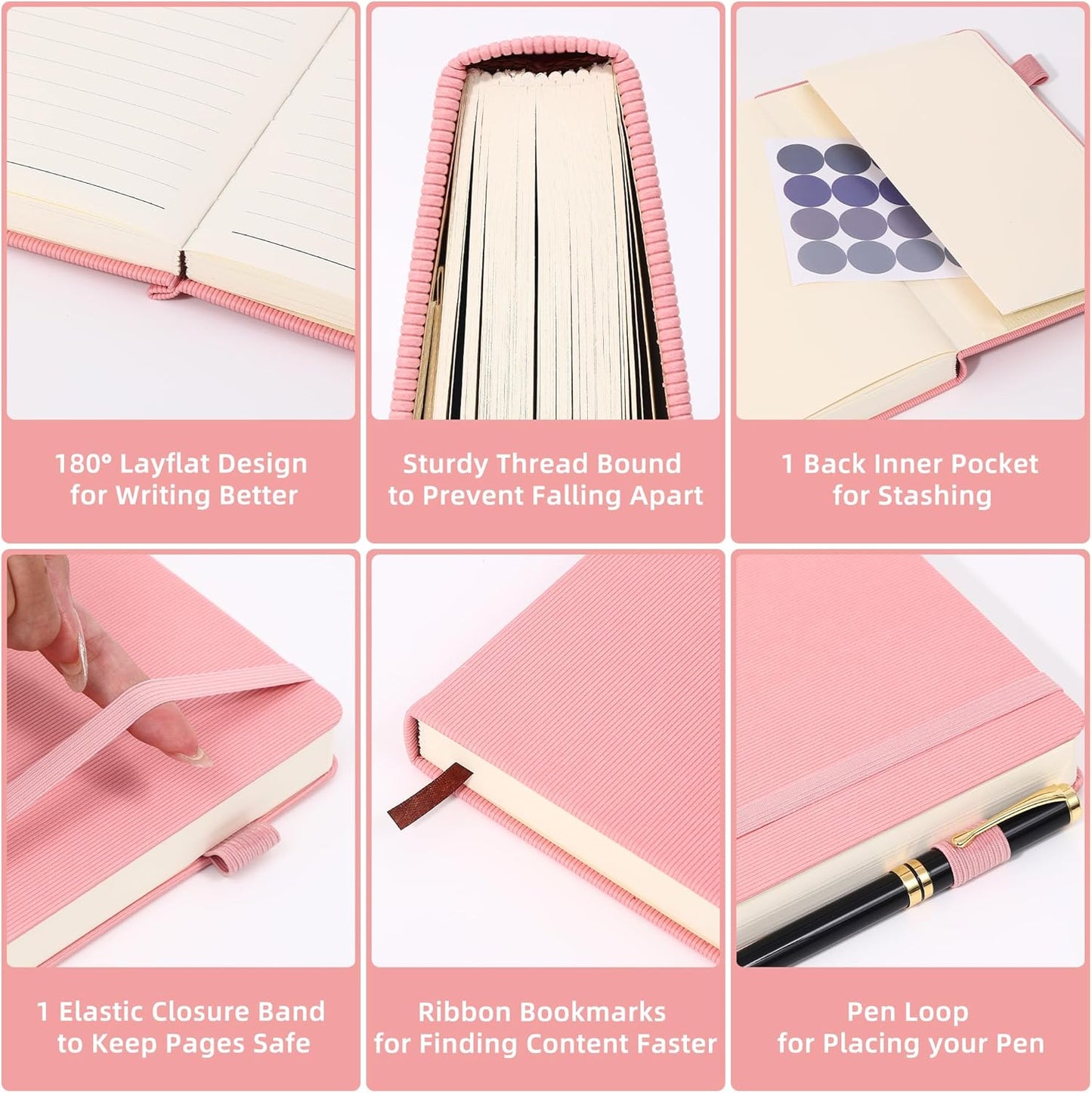 BOBO RABBIT Lined Journal Notebook for Work 100 GSM Thick Paper 300 Pages College Ruled A5 Notebook Hardcover Leather Journal for Writing School Office, 5.63"x8.43"