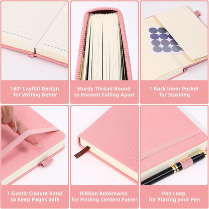 BOBO RABBIT Lined Journal Notebook for Work 100 GSM Thick Paper 300 Pages College Ruled A5 Notebook Hardcover Leather Journal for Writing School Office, 5.63"x8.43"