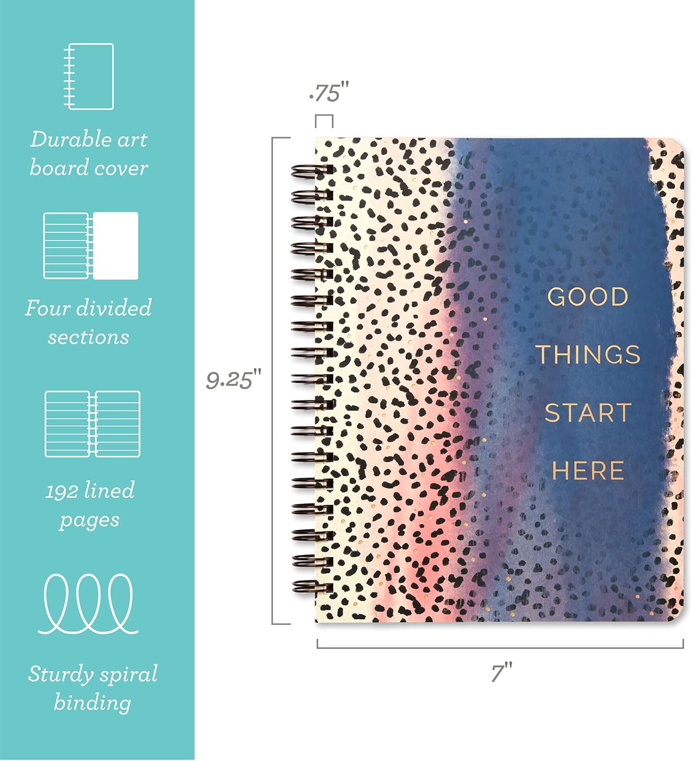 Compendium Spiral Notebook – Expect the Best Things to Happen Today – A Designer Spiral Notebook with 192 Lined Pages, College Ruled, 7.0" W x 9.25" H
