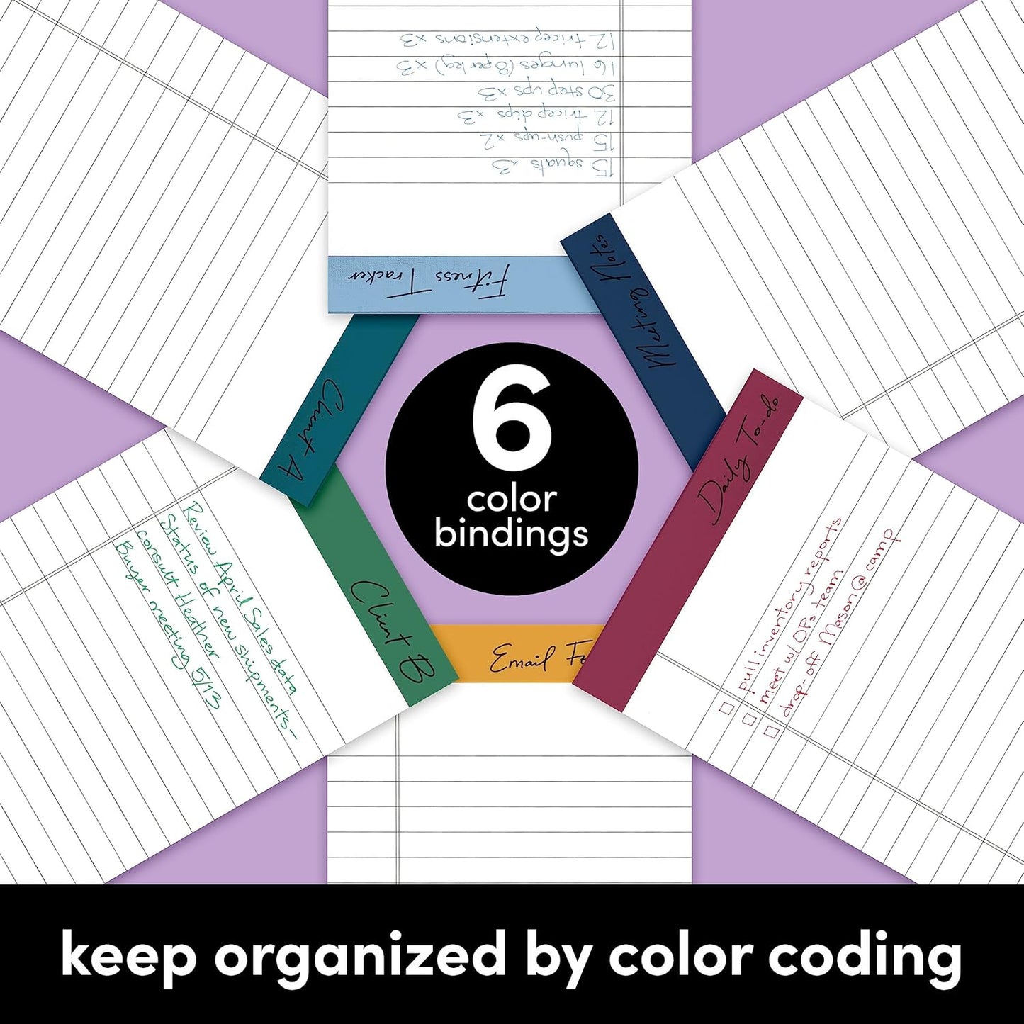 PAPERAGE Lined Legal Pads, (Rainbow), 6 Pack, 50 Sheets Each, Wide/Legal Ruled, Note Pads, Paper, 5 inches x 8 inches