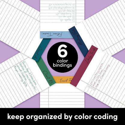PAPERAGE Lined Legal Pads, (Rainbow), 6 Pack, 50 Sheets Each, Wide/Legal Ruled, Note Pads, Paper, 5 inches x 8 inches