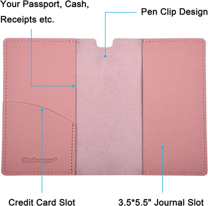 Wisdompro Journal Cover, 2 Pack PU Leather Notebook Cover for Field Notes, or other 3.5" x 5.5" Pocket Notebooks - Blue