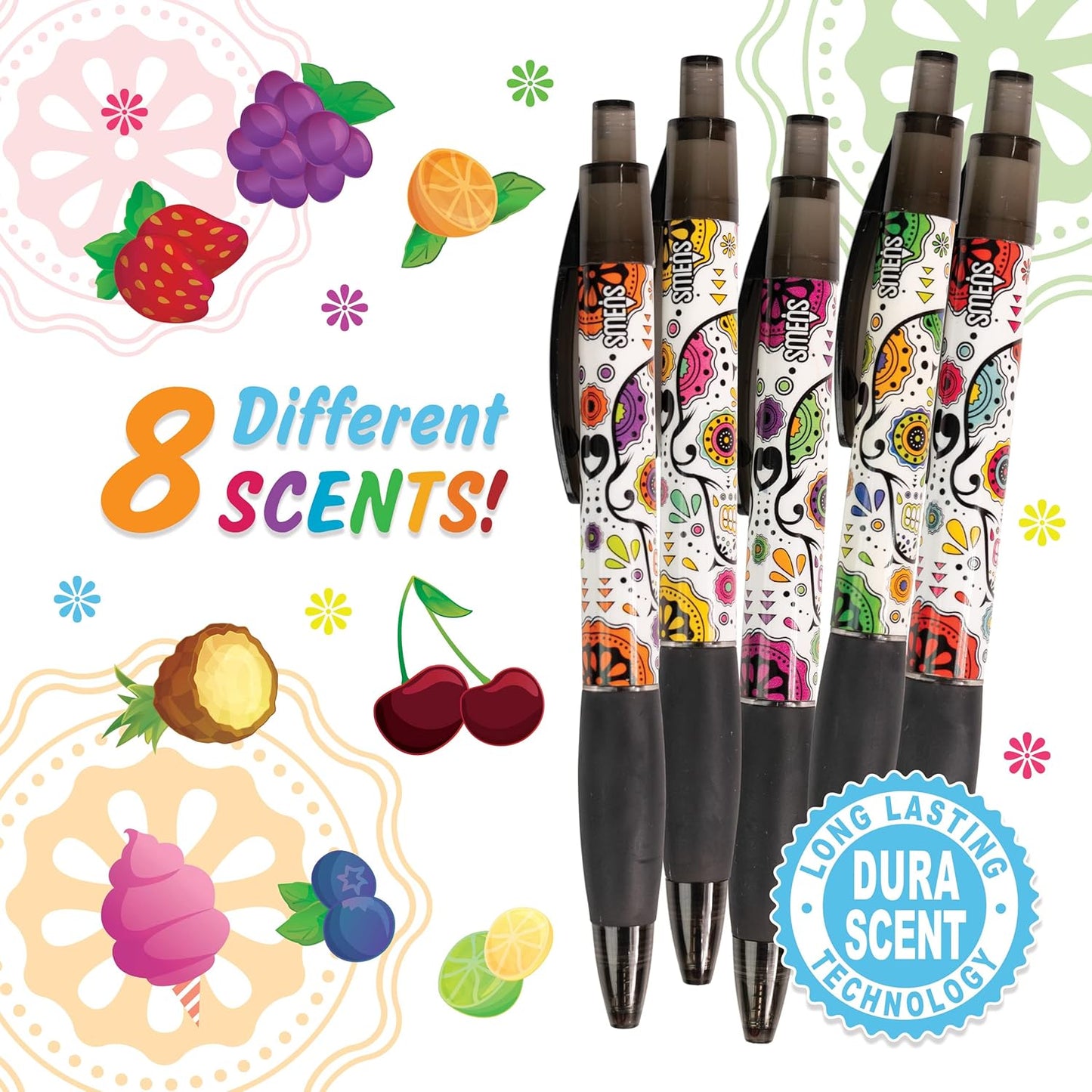 Glitter Gel Smens - Patented Gourmet Scented Colored Glitter Gel Ink Pens, Medium Point, 8 Count - Fun, Cute, Cool, Smelly Pens for Kids