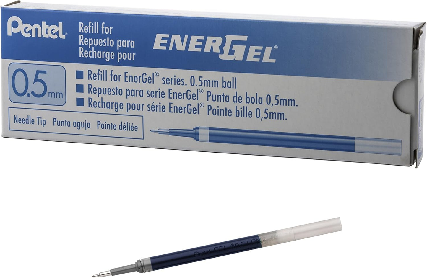 Pentel Refill Ink for EnerGel Liquid Gel Pen, (0.5mm), Fine Line, Blue Ink, Box of 12 (LRN5-C)