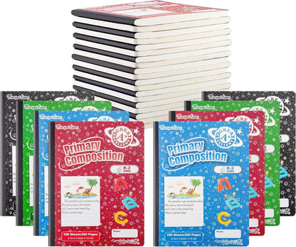 24 Pack Primary Composition Notebook K-2, Primary Ruled Journal, Draw and Write Journal for Kids, Notebook School Supplies for Students, Hard Cover, 200 Pages(100 Sheets)