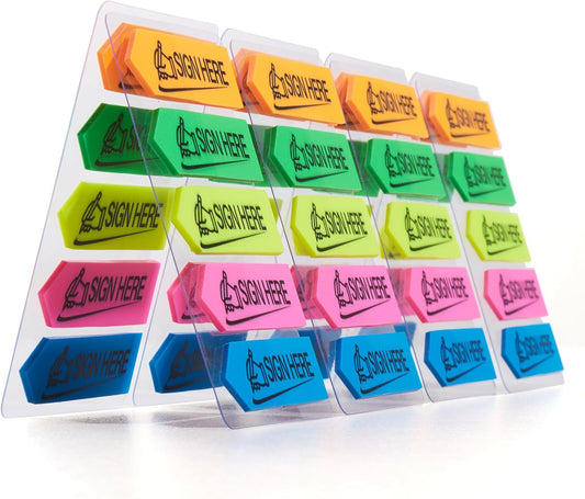 1200 Pcs Sign Here Index Marker, Assorted Colors Sign Here Tabs Sign Post Here Index, Flags Vital Signs Sticky Notes for documents notebooks Contracts, Books,Files or Notary Supplies(4 Designs x 3)