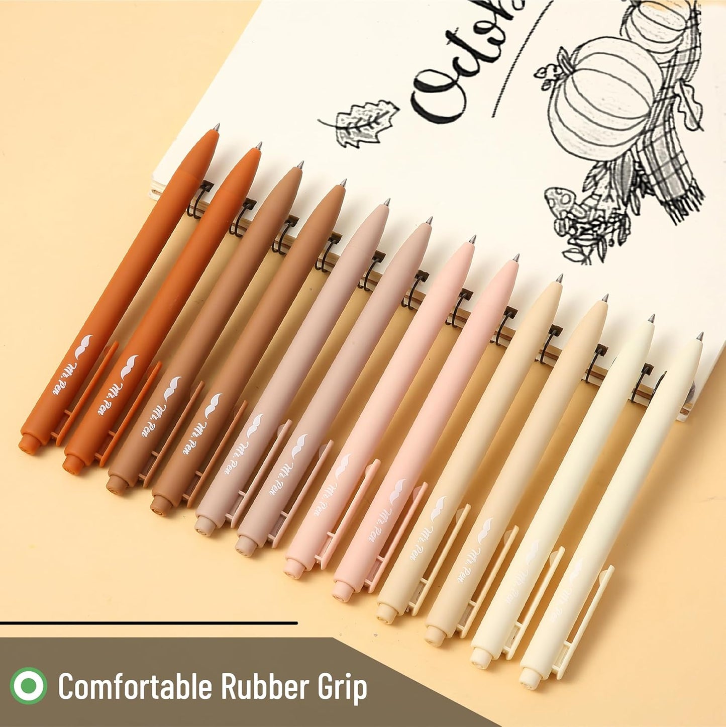 Mr. Pen- Retractable Gel Pens, 12 Pack, Colorful Ink, Fine Point 0.7mm, Fast Dry, Smooth Writing, Cute Pens for Drawing, Writing Planner and School Supplies