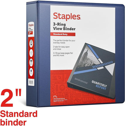 Staples Standard 2-Inch 3-Ring View Binder, Holds Up to 450 Sheets, Orange, Durable Binder for Office & School