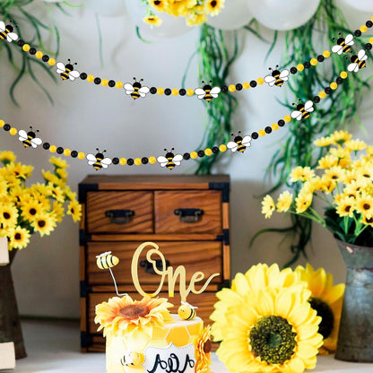 8.2 Ft Pencil Wooden Garland Graduation Yellow Pencil Banners with Cute Beads Hanging Ornaments for Kindergarten Classroom Office Home First Day of School Party Decor