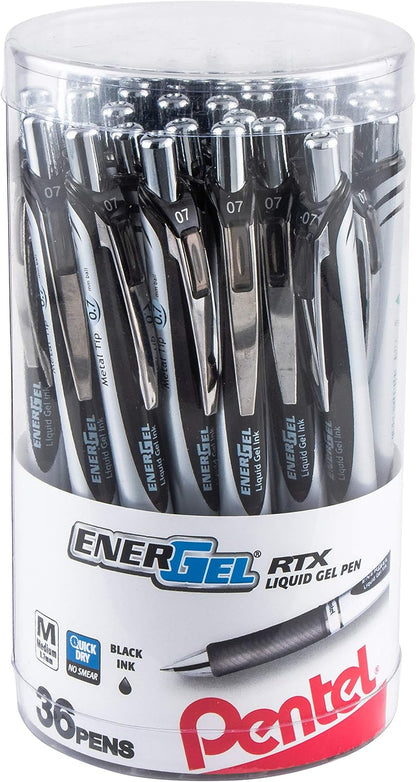 Pentel EnerGel RTX RT Liquid Gel Pen, Med, Metal Tip, (0.7mm), Blue Ink, Box of 12 (BL77PC12C1)