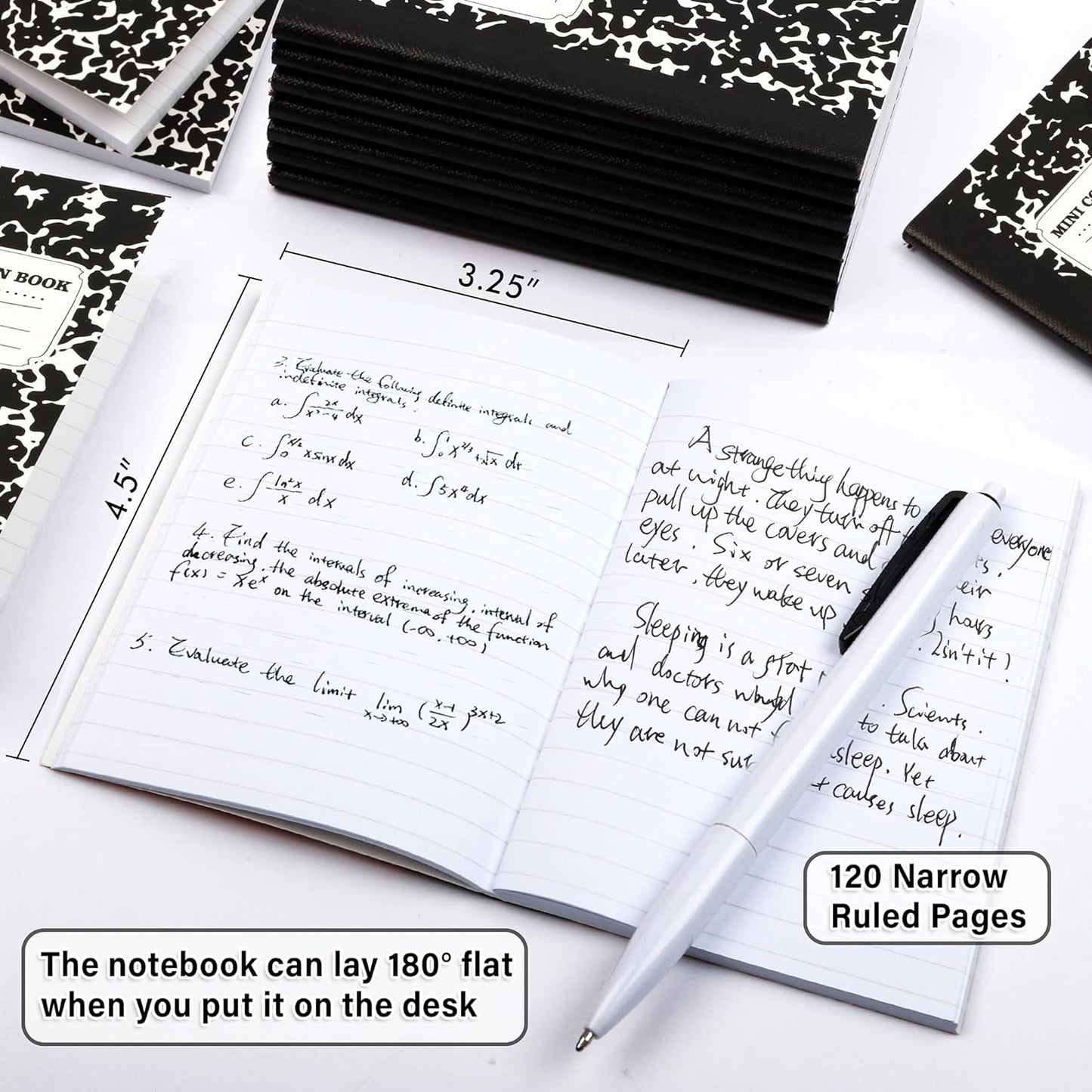 feela Mini Composition Notebook, Cute 30 Pack Black Narrow Ruled Mini Composition Books Bulk, Small Pocket Marble Journal Notebooks for Kids Students College Office, Pocket Size 4.5 x 3.25 in