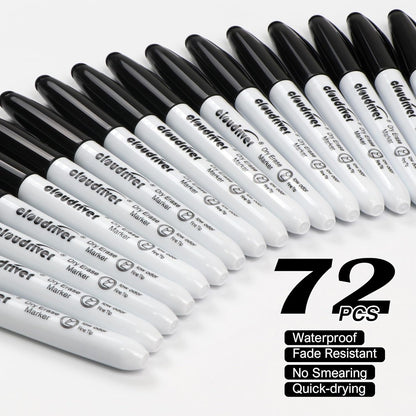 cloudriver Dry Erase Markers Ulta Fine Tip, 72 Pack Black Whiteboard Marker, 0.7mm, Low Odor, For Office And Home