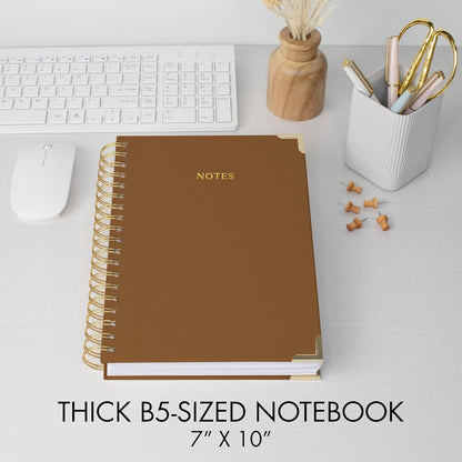 Aesthetic Thick Spiral Notebook Journal For Women in B5 Format - Modern Linen Hardcover College Ruled Note Book With 300 Lined Pages - Perfect For Writing And Staying Organized at Work or School