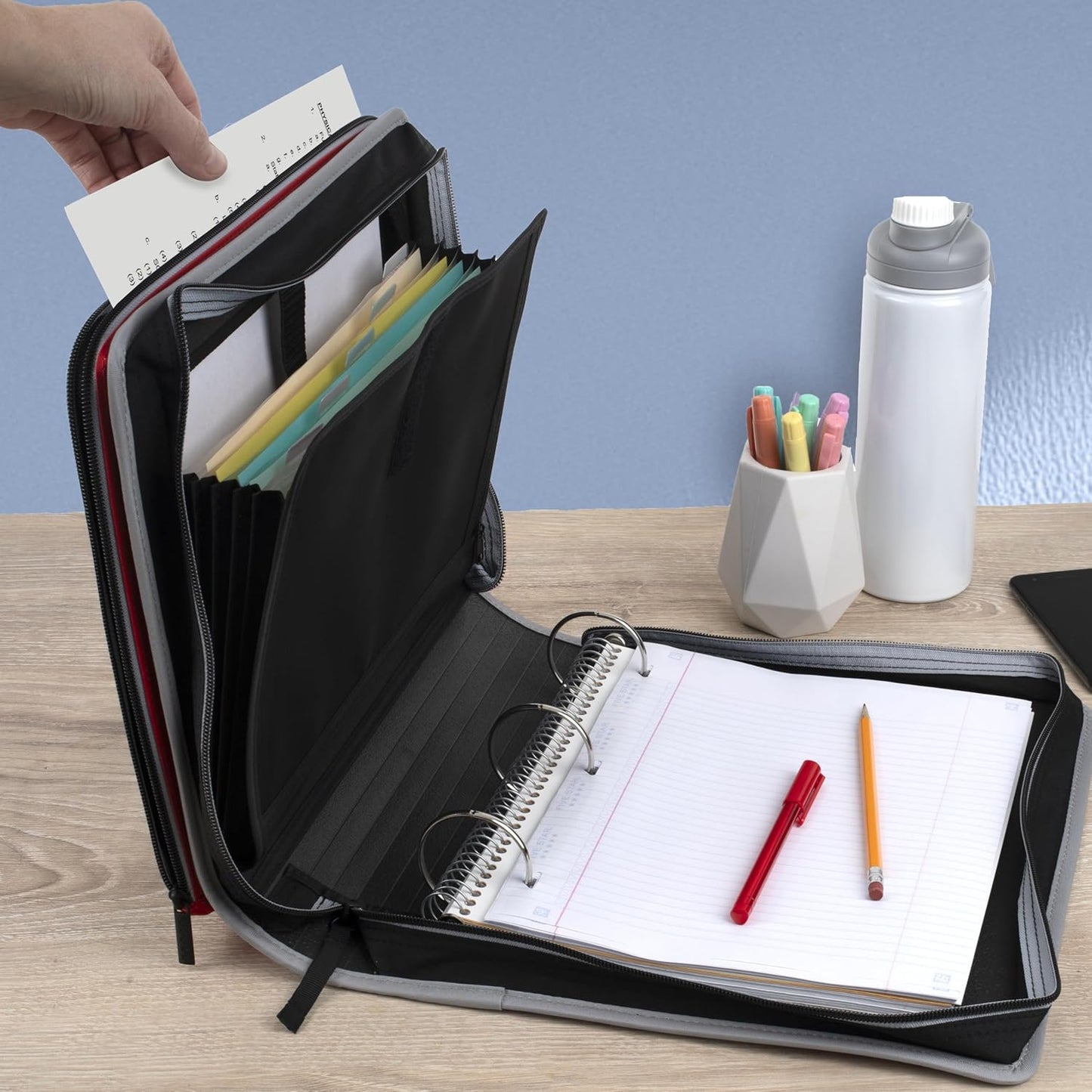 Five Star Zipper Binder, 2 Inch 3-Ring Binder with Round Rings, 5-Tab Expanding File, 380 Sheet Capacity, Black (72536)