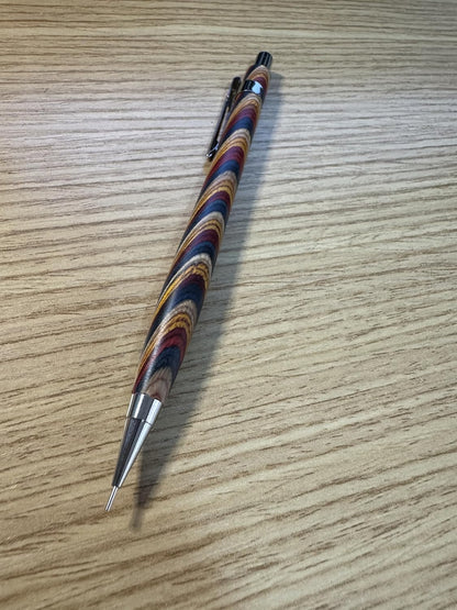 Spiral Grain Wooden Mechanical Pencils -Unique Colors Airplane Aluminum Core Artist's Drawing Pencil Comes with Gift Box (Walnut)
