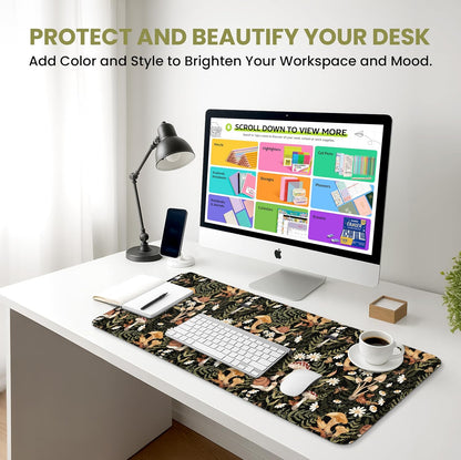 Large Mouse Pad for Desktop, Cute Desk Mat Pad Protector for Work & Gaming, Aesthetic Pretty Anti-Slip Laptop Blotter Cover for Office School Home Supplies, Wildflowers, 31.5" x 11.8"