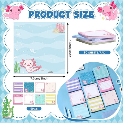 9 Pads Wildflower Sticky Notes 3x3 Inch Cute Self Stick Notepads Notes Adhesive Memo Pad Office Decor Gifts for Students School Teacher Meeting Office Supplies