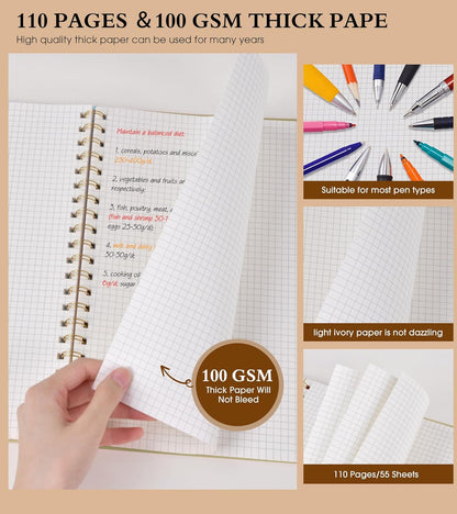 Spiral Notebook Journal 8.5” x 11”, A4 Large Pink Notebooks for Women Men, College Ruled Lined Journal, 100 GSM Paper, Plastic Hardcover Spiral Bound Journals for Work School Note Taking Business