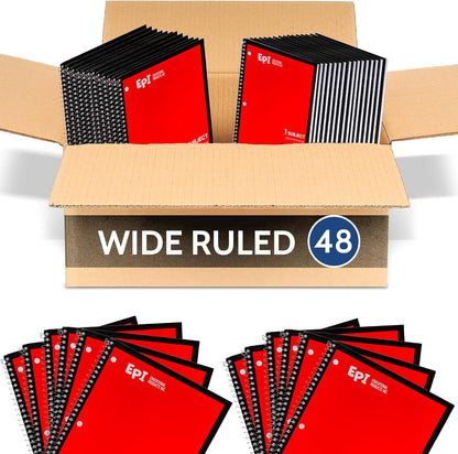 EPI Spiral Notebook | Wide - 70 Sheets, Durable Spiral Binding | 10.5 x 8 in | Classroom Supplies | School, Office, Note Taking, Journaling - 12 Pack