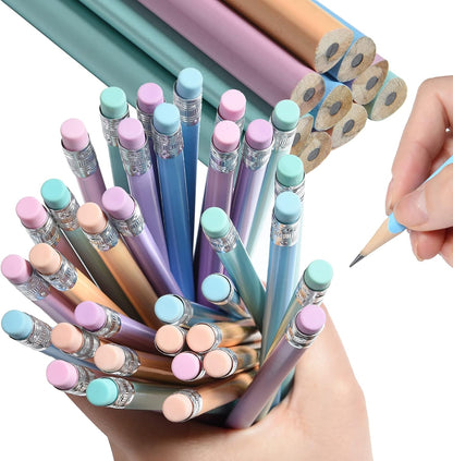 72PCS Corlorful Wooden cased Pencils for Kids with Erasers, Wood Wedding Golf for School,Drawing,Gift (72PCS) (Fruit, 72)
