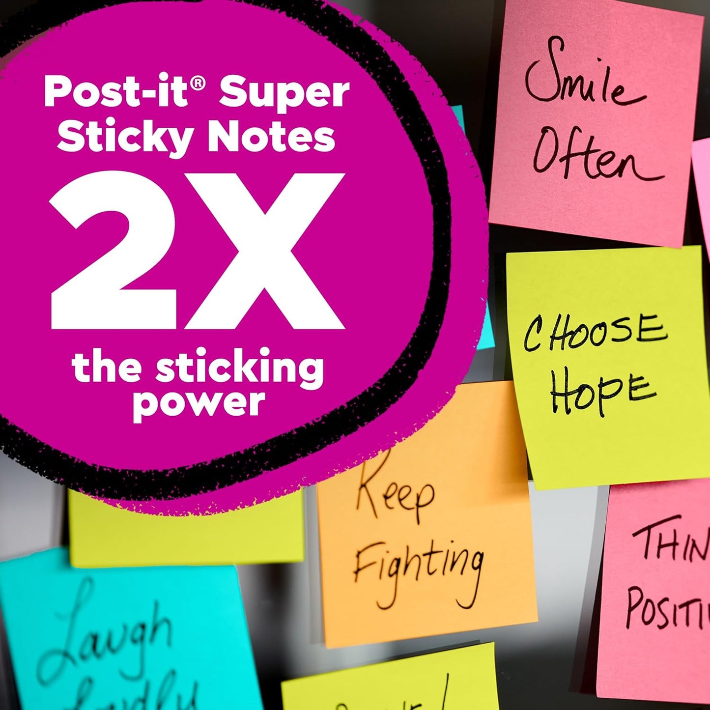 Post-it Super Sticky Lined Notes, 4 Sticky Note Pads, 5 x 8 in., School Supplies, Office Products, Sticky Notes for Vertical Surfaces, Monitors, Walls and Windows, Energy Boost Collection