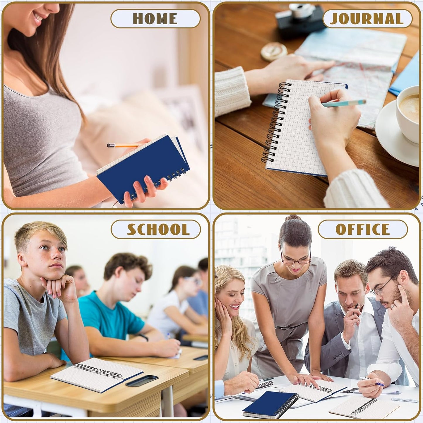 Jutom 6 Pcs Small Graph Paper Pads Notebook Mini Spiral Notebooks Grid Paper 3 x 5 Inch Pocket Notepads 120 Pages Mini Notepads for Office School Work Math Meeting (Black)