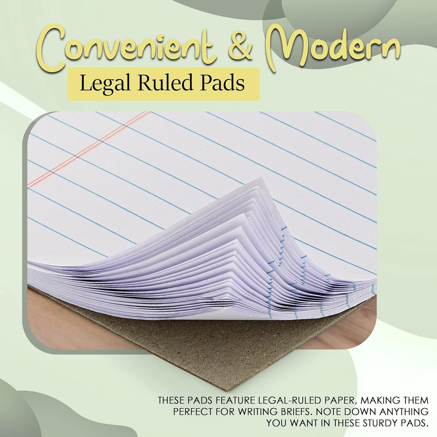 Yellow Legal Notepads 5x8, Pack of 6 - legal Ruled Writing Pad. Perforated Edge. Canary Yellow, Universal, Junior Size, 50 sheets per Pad. By Enday