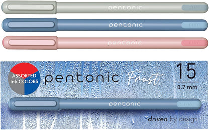 Pentonic Ballpoint Pens, 10 Count, Frosted Pale Gray Barrel with Black Ink, 0.7 mm Fine Point, Smooth Writing For Journaling & Note Taking (PEN13086)
