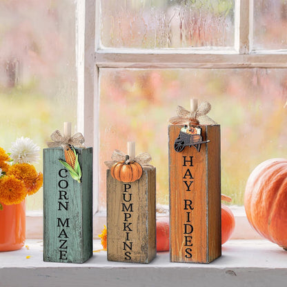 GlikCeil 3 Pcs Teacher Appreciation Week Table Decorations Wooden Classroom Decor Wood Pencil Notebook Paper Tiered Tray Decor for Teacher Desk, Back to School Party, Classroom Shelf