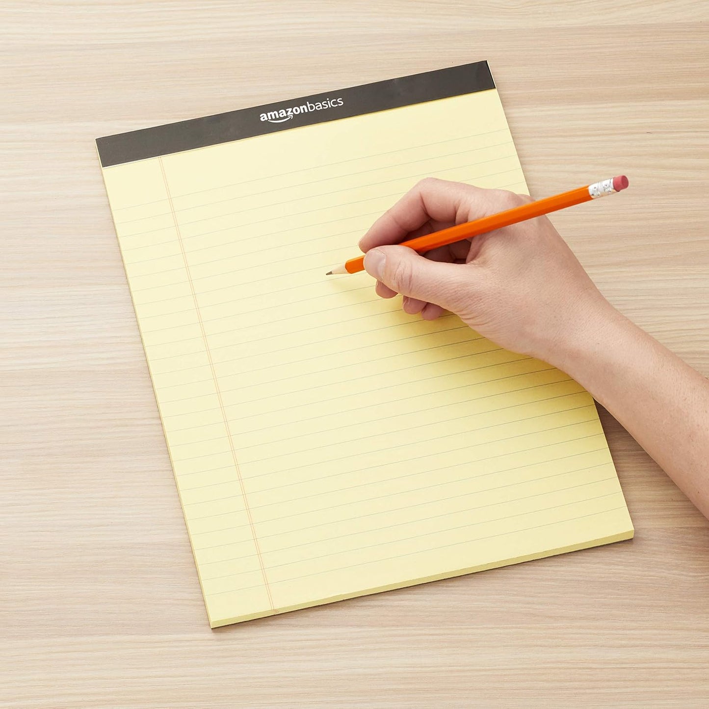 Amazon Basics Wide Ruled Lined Writing Note Pads with Sturdy Back, 8.5" x 11.75", Multicolor, 6-Pack, 300 Sheets, Perforated