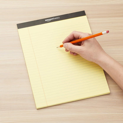 Amazon Basics Wide Ruled Lined Writing Note Pads with Sturdy Back, 8.5" x 11.75", Multicolor, 6-Pack, 300 Sheets, Perforated