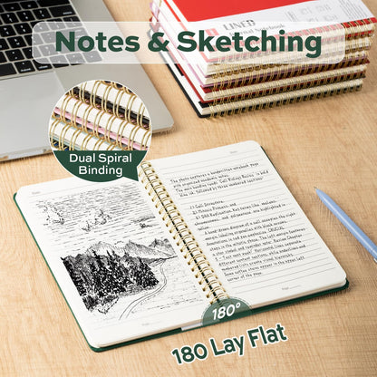 deli Rose Red Lined Spiral Journal Notebook, 160 Pages, A5 (5.5"x8") Hardcover Writing Notebook, College Ruled Spiral Bound Journal for Women & Men - Perfect for Work, School, Office & Note Taking