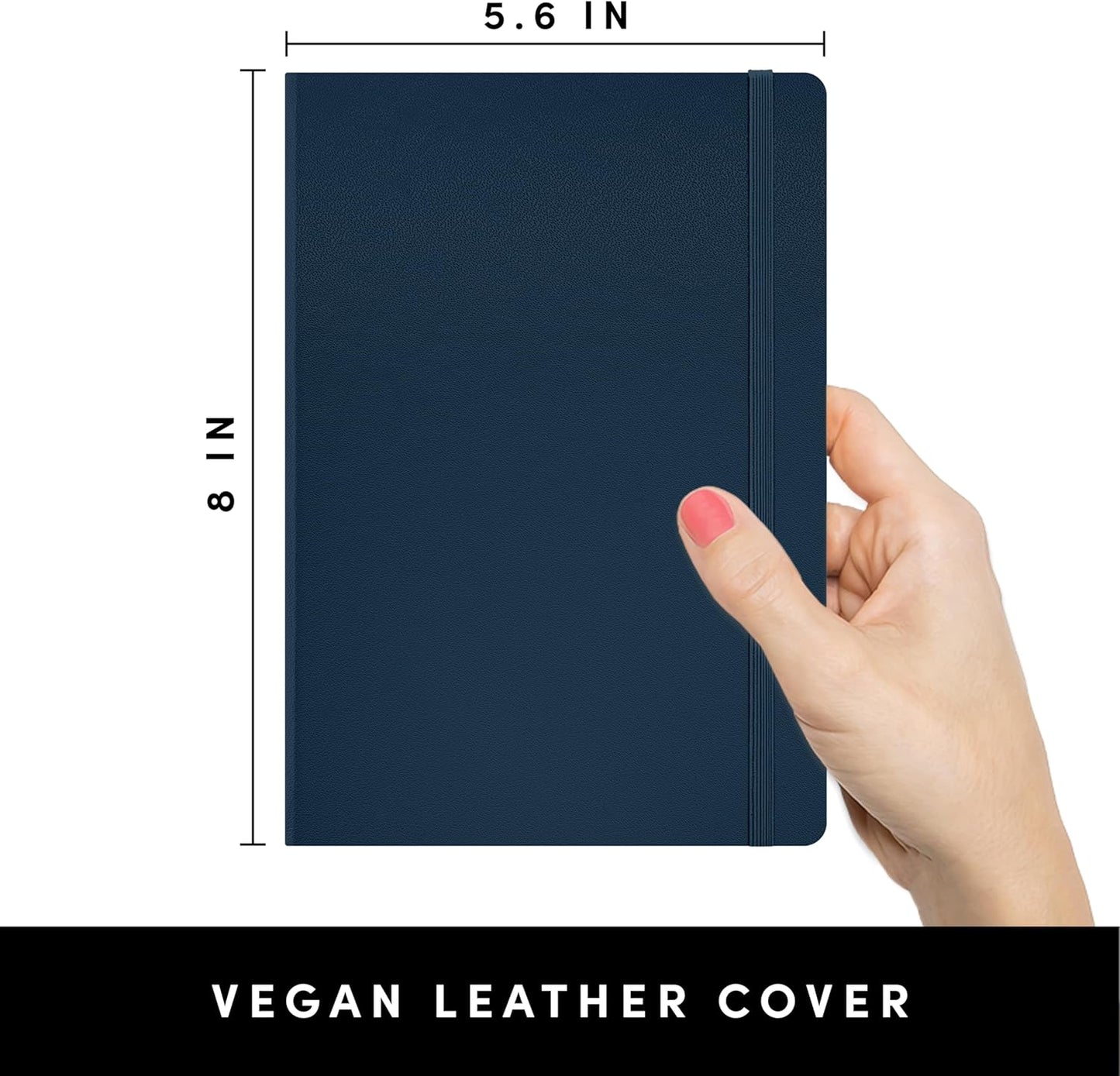 PAPERAGE Lined Journal Notebook, (Black), 160 Pages, Medium 5.6 in x 8 in - 100 GSM Thick Paper – Hardcover Journaling Notebook for Work, School & Note Taking