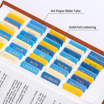 Laminated Bible Tabs, Gold Foil Embossed Lettering Bible Chapter Index Tabs for Women Men, Reposition Large Print Sticky Labels, Easy to Read and Apply, 105Chapters Labels for Easy Navigation (Black)