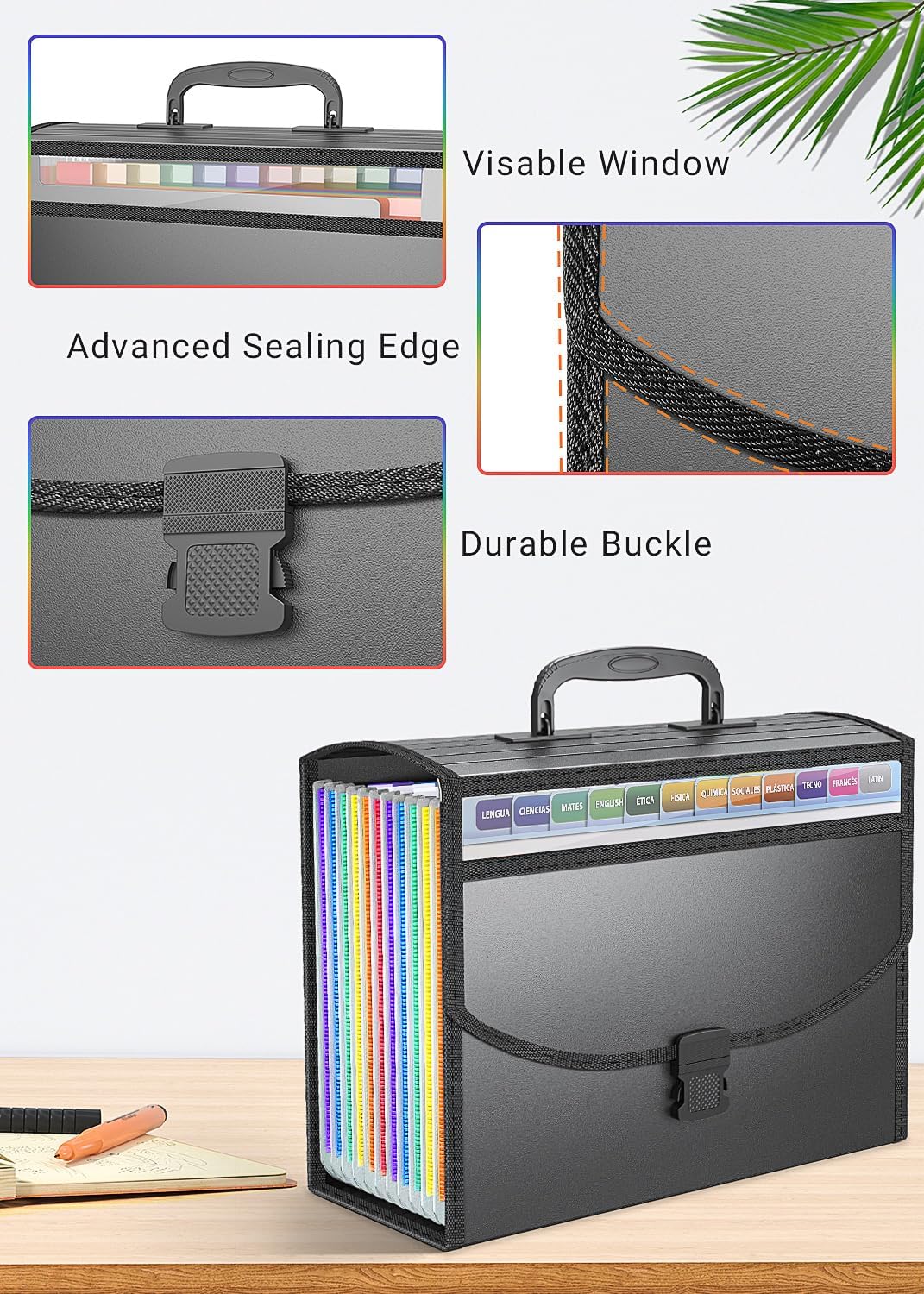 TOPCJ 25 Pockets Accordion File Organizer with Handle,Expanding File Folders for Documents, A4/Letter Size Paper,a-z Tabs,Perfect Expandable Accordian Filing Folders with Visible Window