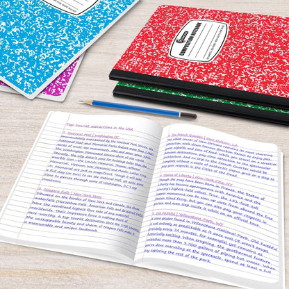Rosmonde 50 Pack Composition Notebooks Bulk, Wide Ruled Composition Notebook, 200 Pages (100 Sheets), 9-3/4 x 7-1/2, Black Marble, Bulk School Supplies, Office Notebooks, Bulk Notebooks for School