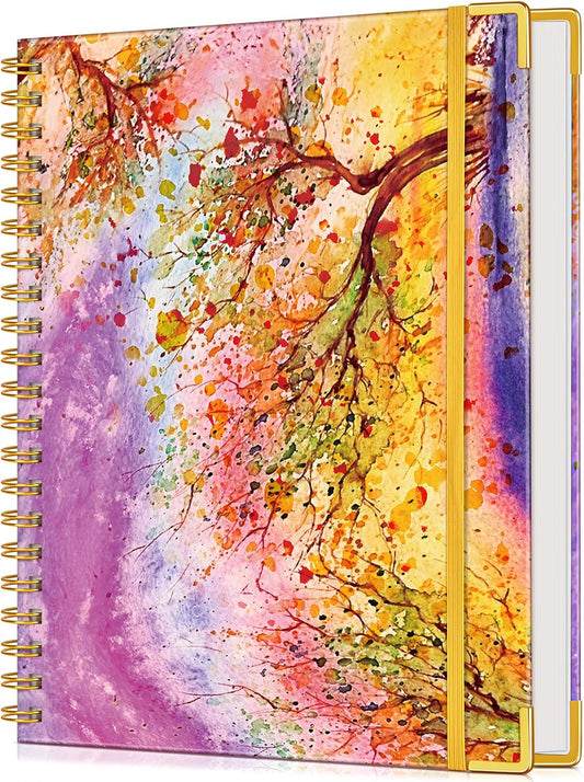Lined Spiral Notebook Journal for Women, 150 Pages Cute Notebooks 5.75” x 8.38”, A5 Hardcover Spiral Journals with 100 GSM Thick Paper, College Ruled Notebook for Writing Work School, Colorful Tree of Life