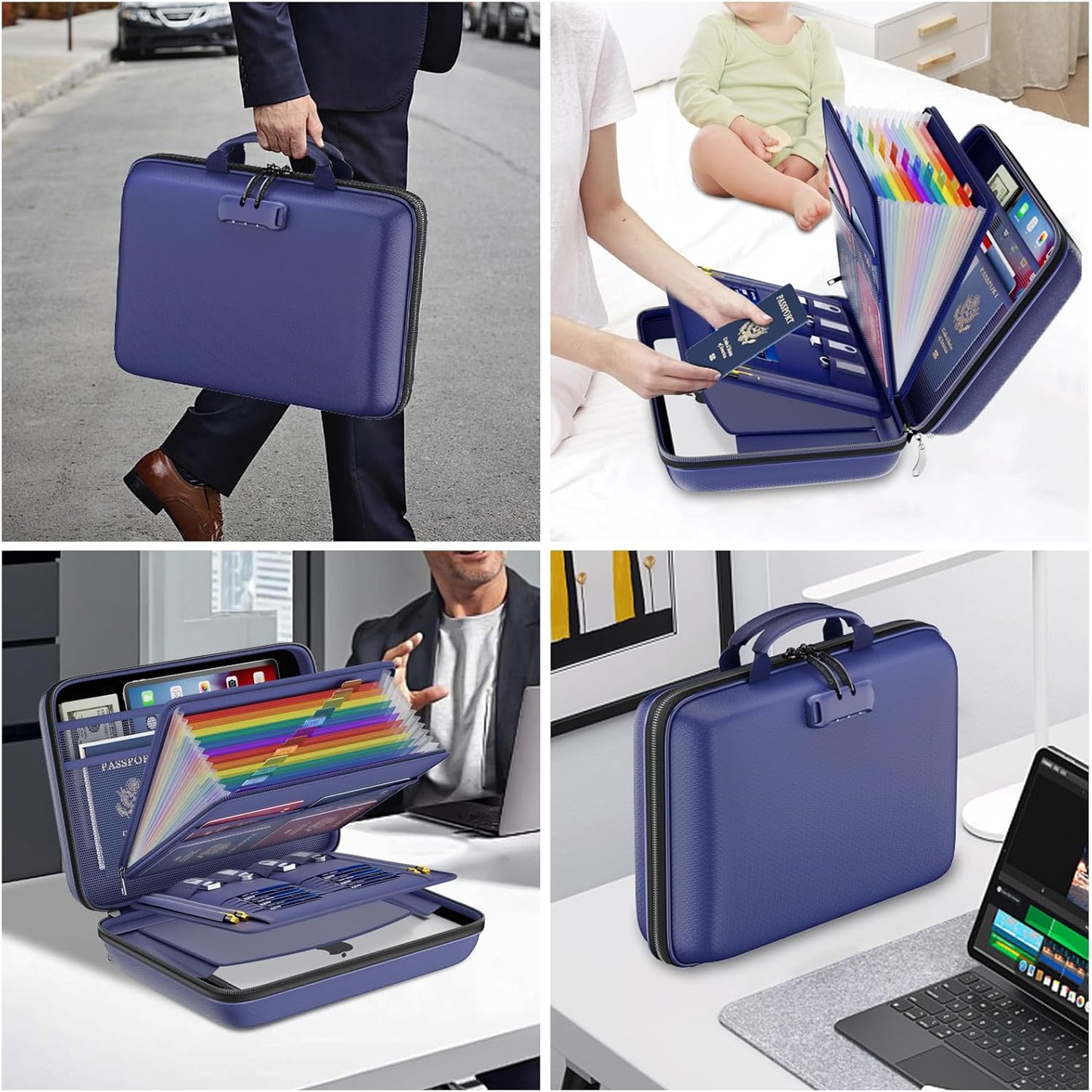 DocSafe Fireproof File Organizer with Lock, Hard-Shell Case Fireproof Document Box with 13 Pocket Accordion File Folder, Portable Home Office Travel Safe Storage for Important Documents Laptop Black