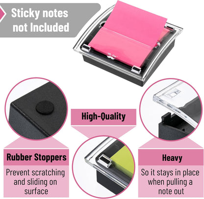Mr. Pen Pop Up Sticky Note Dispenser, 3" x 3", Black, Sticky Note Dispenser, Sticky Note Holder for Desk, Clear Top