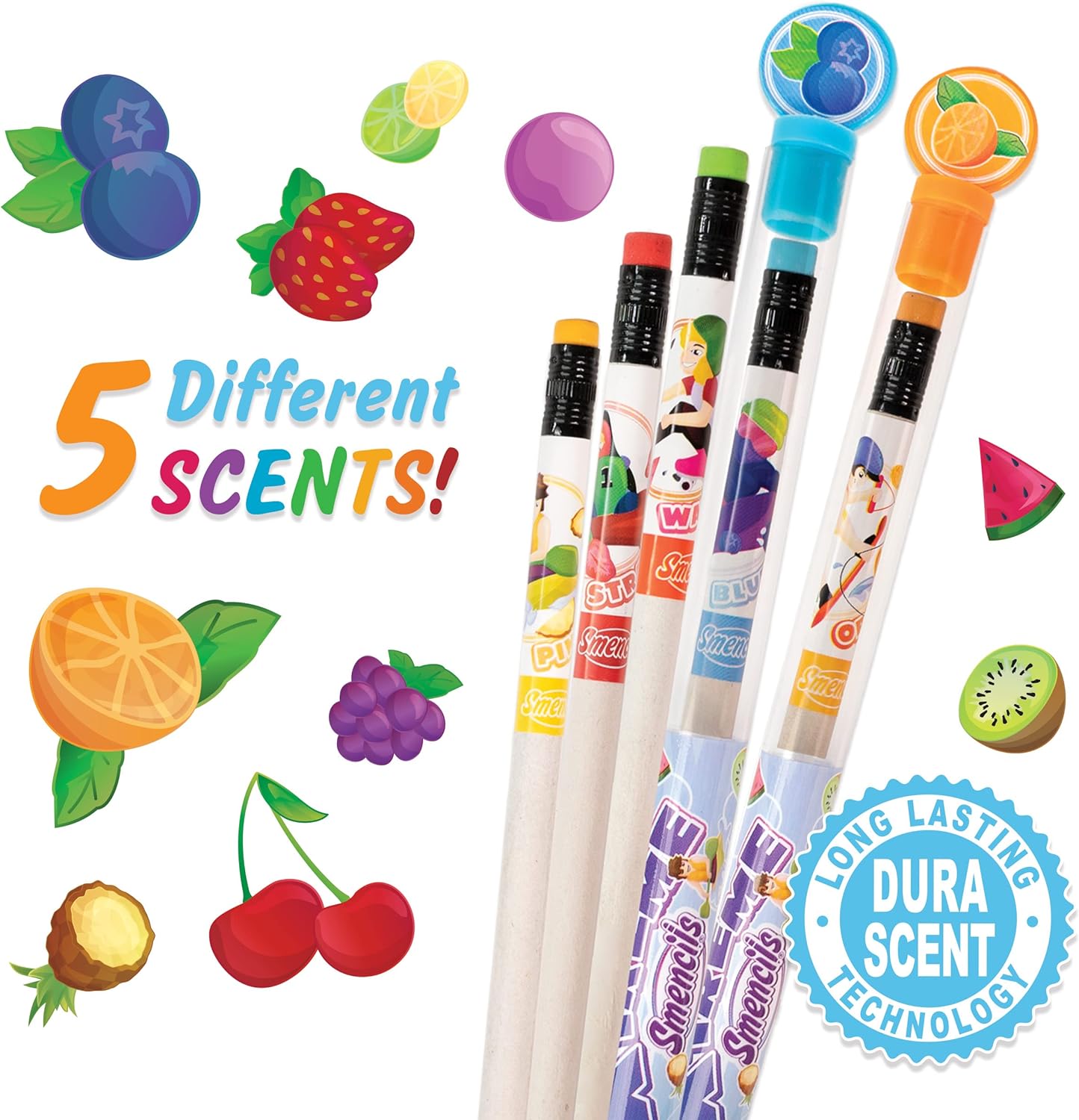 Spring Smencils - HB #2 Scented Pencils, 5 Count, Gifts for Kids, School Supplies, Classroom Rewards, Easter basket stuffers