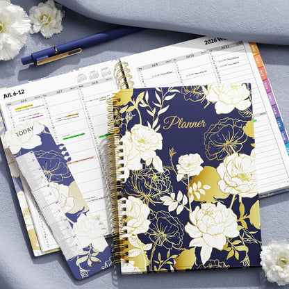 SUNEE 2026-2027 Appointment Book, Quarter-Hourly, Weekly & Monthly - from July 2026 to June 2027, 8.5"x11" Academic Planner, Flexible Cover, Note Pages, Bookmark, Spiral Binding, Black