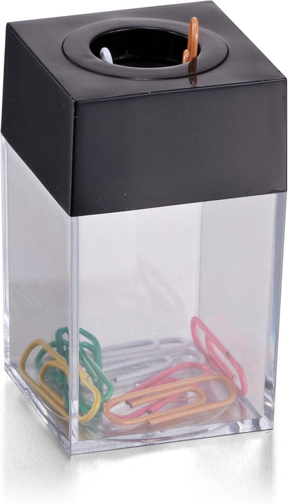 Officemate Small Clip Dispenser with Magnetic Top, Clear/Black (93687)
