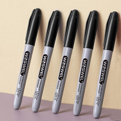 WOSWEL Permanent Markers Bulk, 50 Pack, Black Permanent Marker Pens, Fine Tip, Waterproof, Quick Drying, Smooth Writing, Used on Glass Metal Stone Paper Most Surfaces, Office School Supplies