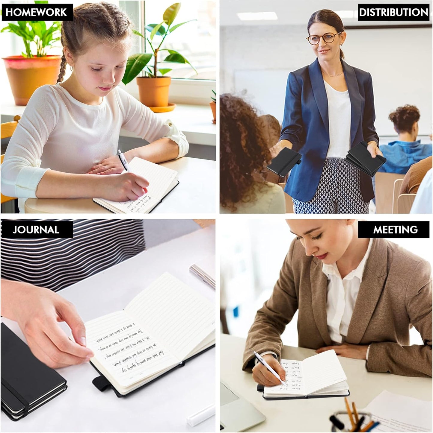 feela 3 Pack Pocket Notebook Journals with 3 Black Pens, A6 Mini Cute Small Journal Notebook Bulk Hardcover College Ruled Notepad with Pen Holder for Office School Supplies, 3.5”x 5.5”, Gray