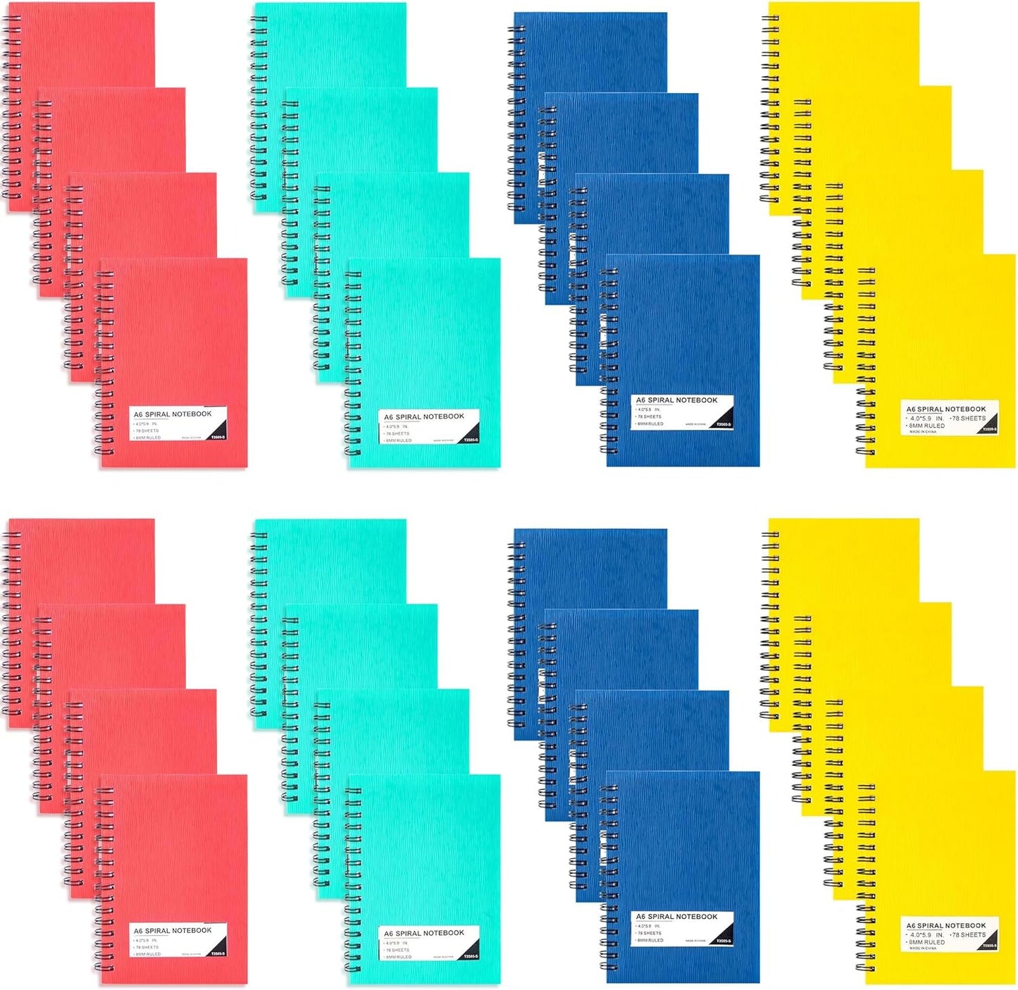 FLYING EAGLE 3 PCS Small Spiral Notebooks 4x6, A6 Cute Mini Journal Plastic Hardcover 8mm Ruled Notebook, Yellow 234 Sheets/468 Pages, 3 Pack Small Ruled Notebooks for School Work