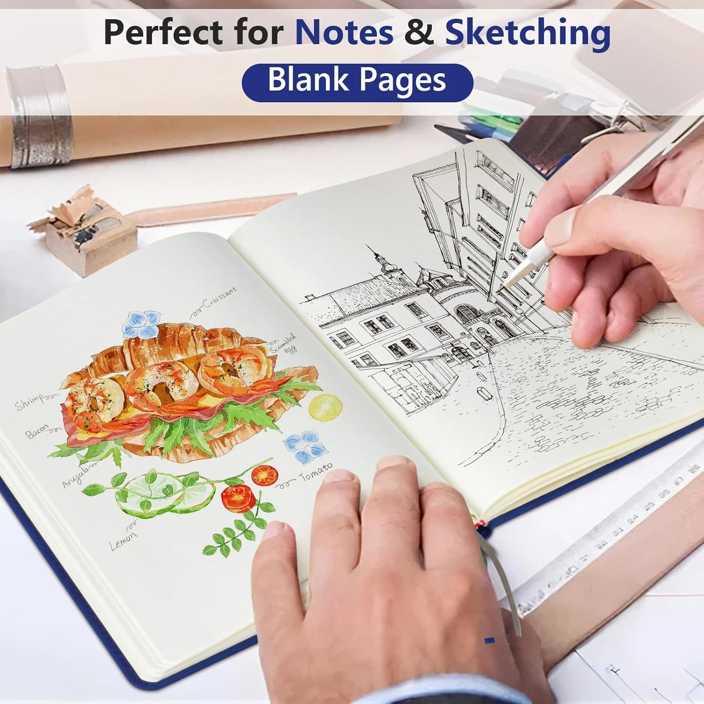 PERCUN Graph Paper Notebook, 160 Pages Grid Journal for women & men, A5 Hardcover Leather Graphing Notebook for School, Work, Travel, Note Taking 5.9”x8.5” (Black)