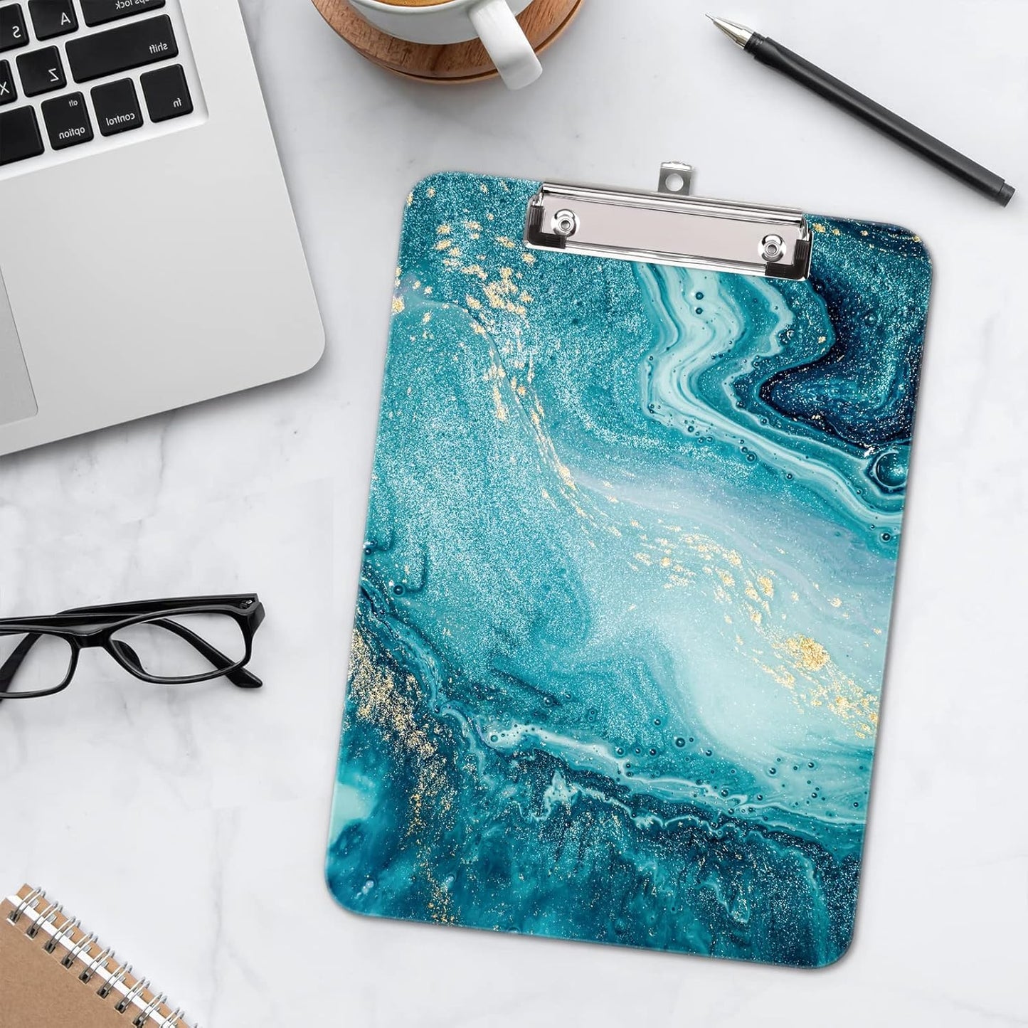 Hongri Plastic Cute Clipboard, Letter Size for Students, Teacher, Woman and Kids, Low Profile Clip, Decorative Pattern, Size 9 x 12.5 in, Dream Marble